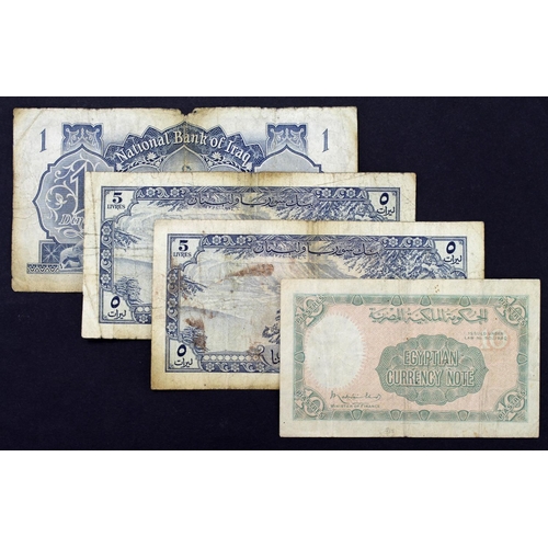 958 - World (4), lower grade group comprising Iraq 1 Dinar 1950, Egypt 10 Piastres 1940, Lebanon 5 Livres ... 