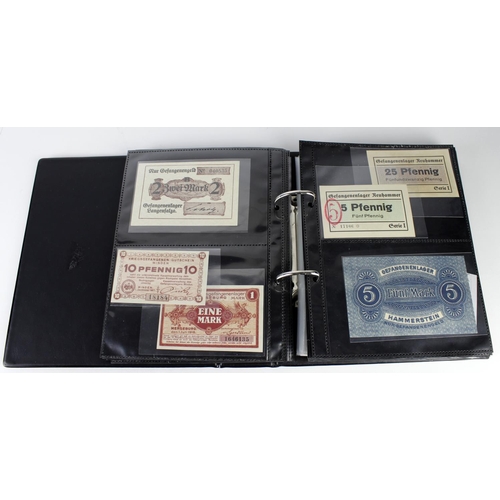 973 - World banknotes in album (136) plus POW and Naffi tokens (26), the majority WW2 issues including som... 