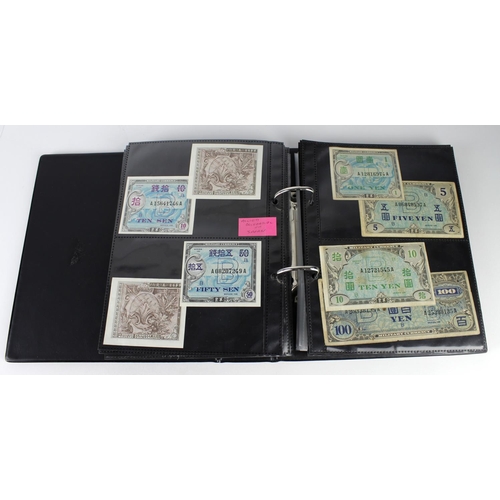 973 - World banknotes in album (136) plus POW and Naffi tokens (26), the majority WW2 issues including som... 