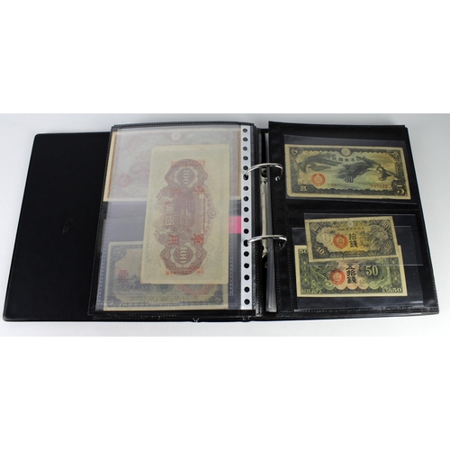 973 - World banknotes in album (136) plus POW and Naffi tokens (26), the majority WW2 issues including som... 