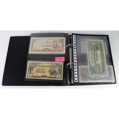 973 - World banknotes in album (136) plus POW and Naffi tokens (26), the majority WW2 issues including som... 