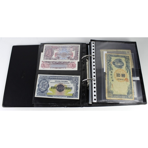 973 - World banknotes in album (136) plus POW and Naffi tokens (26), the majority WW2 issues including som... 