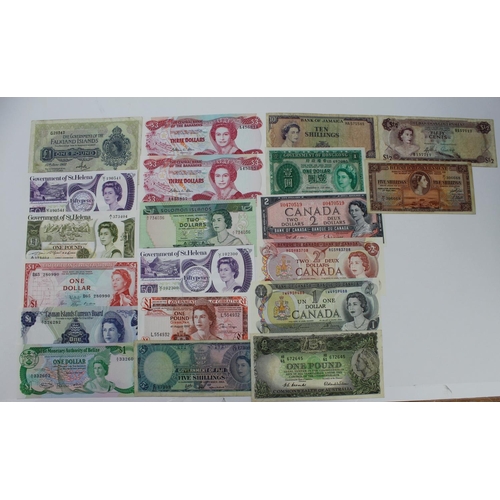 976 - World, British Commonwealth (20) a group all with Queen Elizabeth II portrait, Bahamas 3 Dollars 197... 