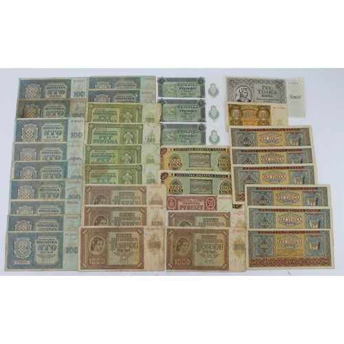 532 - Croatia (62), including very rare unissued 50 Kuna (3) dated 15th January 1944 without serial number... 