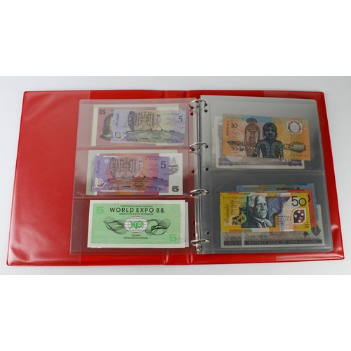 467 - Australasia (54), collection in an album comprising Australia (18) 10 Shillings to 50 Dollars, New Z... 