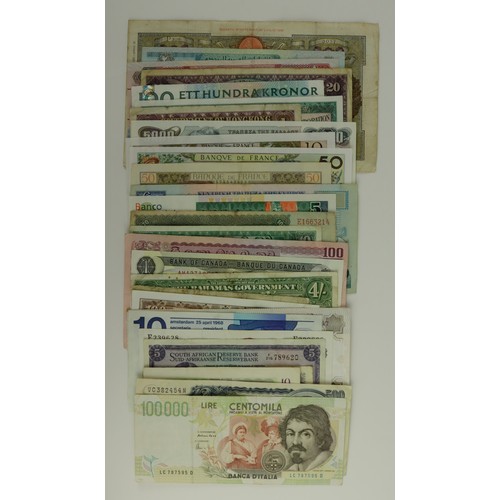 952 - World (31), a good group of world notes including Algeria 5 Francs dated 1917, Bahamas 4 Shillings, ... 