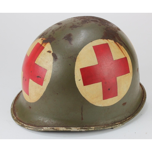 1245 - WW2 US M1 Fixed Bale McCord Medics Helmet. Rim Stamped 673C for Sept 1943.