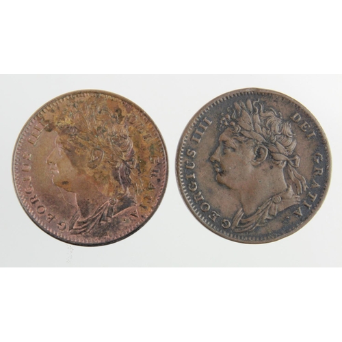 1713 - Farthings (2) George IV: 1825 over higher 5 nVF, and 1826 EF/GEF with lustre.