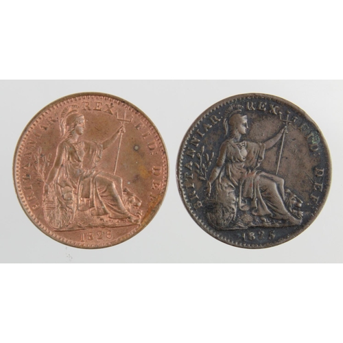 1713 - Farthings (2) George IV: 1825 over higher 5 nVF, and 1826 EF/GEF with lustre.