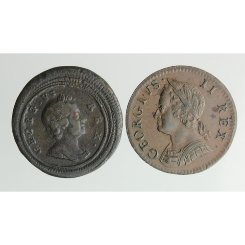 1715 - Farthings (2): 1719 double-struck Fine, and 1754 nEF