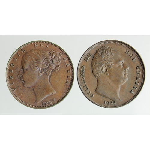 1716 - Farthings (2): 1835 nEF up/up, and 1857 EF