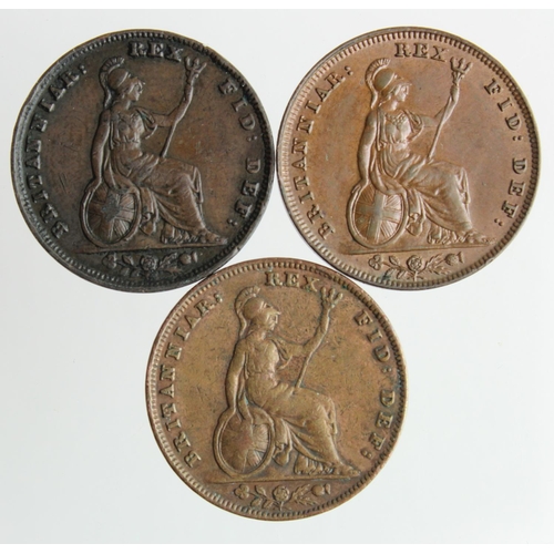 1722 - Farthings (3) William IV: 1835 EF, ditto VF, and 1837 Fine.