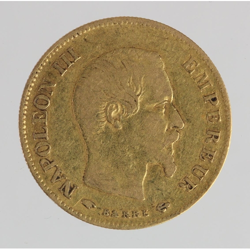 1724 - France gold 10 Francs 1858A, F-GF (0.0933 troy oz AGW)