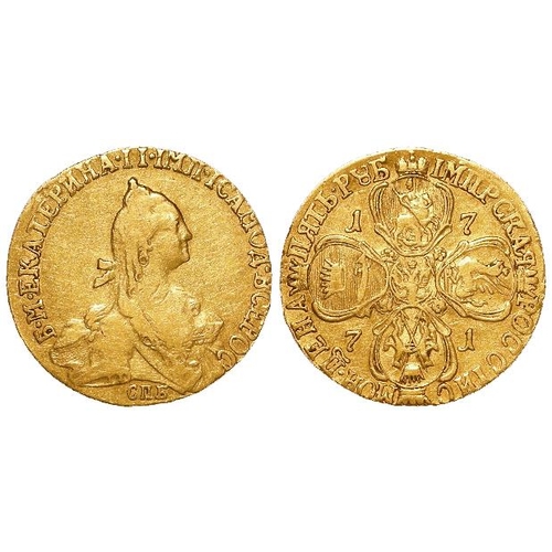 2132 - Russia gold 5 Roubles 1771 C??, C# 78a, GF