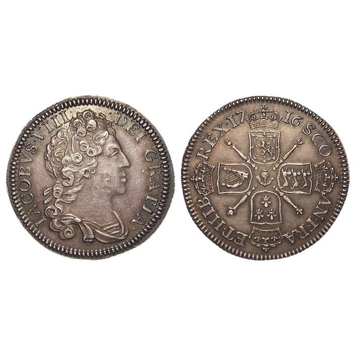 2133 - Scotland, James VIII (the Old Pretender) pattern Guinea in silver 1716. S.5725. Rare. Toned EF, a fe... 