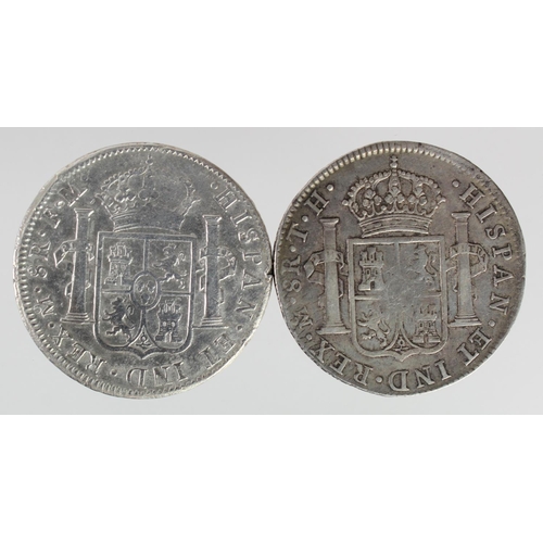 2137 - Spanish Mexico (2) silver 8 Reales: 1797 Mo FM cleaned GF, and 1806 Mo TH Fine.