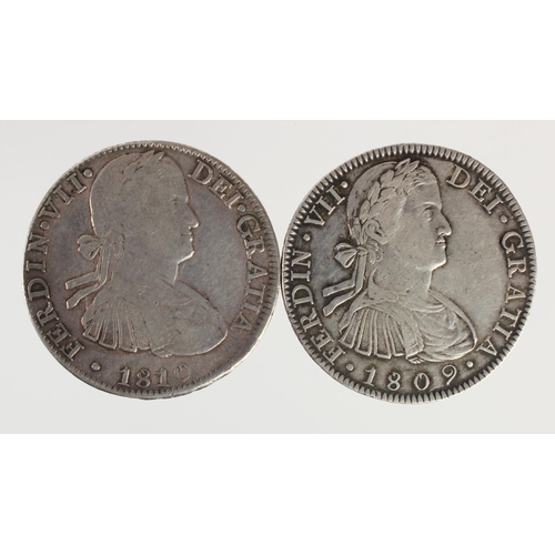 2138 - Spanish Mexico (2) silver 8 Reales: 1809 Mo TH VF, and 1810 Mo HJ GF