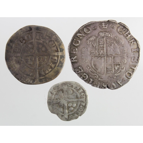 2211 - English Hammered (3): Charles I shilling mm Crown S.2791 GF, Henry(?) groat of York, Fair, and Edwar... 