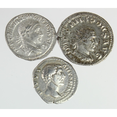 2219 - Roman Imperial silver (3): Divus Antoninus Pius denarius, eagle reverse, RIC 431, 2.86g, GF/F; Sever... 