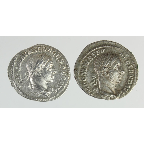 2220 - Roman Imperial silver denarii (2): Severus Alexander 222-235 AD, Pax type RIC 27, 2.85g, GVF; and Ae... 