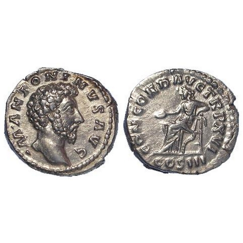 2239 - Roman Imperial: Marcus Aurelius silver denarius, Rome 175-76 AD. Rev: Concordia sealed l., RSC 33. 3... 