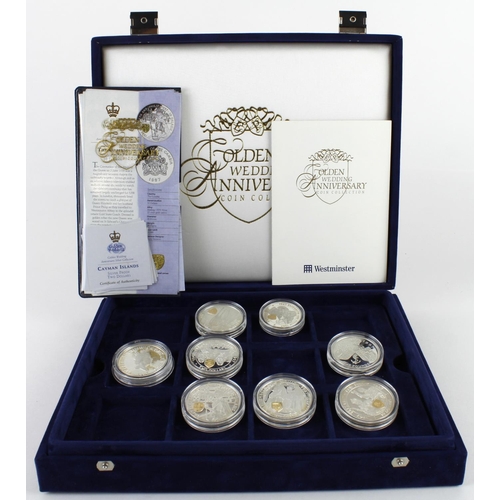 2332 - GB & Commonwealth Silver Proofs (8) in the Westminster Golden Wedding Anniversary case 1997, with ce... 