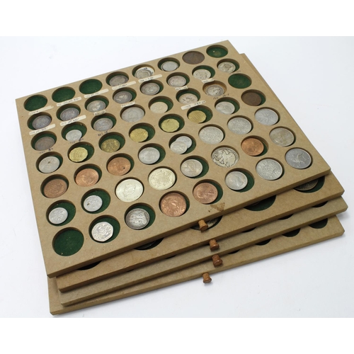 2336 - GB & World Coins (177) a collection in a 4-tray box file, 17th-20thC including silver, needs viewing... 