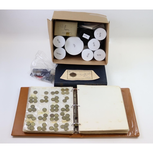 2338 - GB & World Coins in a box and two albums. Includes silver. Heavy. (Buyer collects)