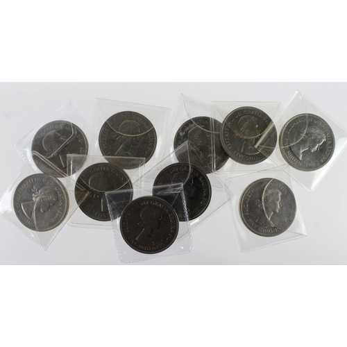 2354 - GB Crowns (10) all 1960 New York Exhibition polished die strikes, UNC with some spots/handling.