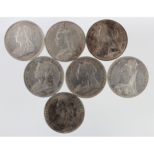2357 - GB Crowns (7) All Victoria. JH x2 & OH x5. nF - GF some with patchy toning