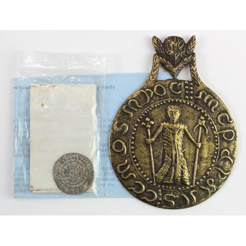 2445 - Billy & Charley fantasy brass pilgrim badge d.82 x 110mm. William (Billy) Smith and Charles (Charley... 