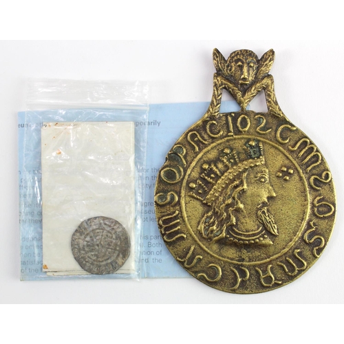 2445 - Billy & Charley fantasy brass pilgrim badge d.82 x 110mm. William (Billy) Smith and Charles (Charley... 