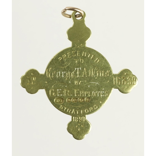 2465 - Great Eastern Railway 18ct. Gold St. John Ambulance Association medal hallmarked T.O. Crown, 18, Bir... 