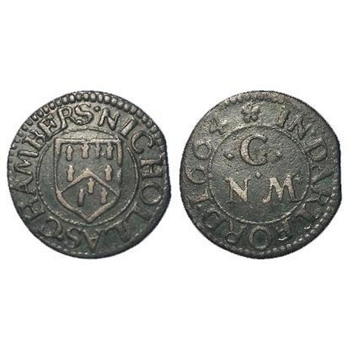 2492 - Token, 17thC: Kent, Dartford, Nichollas Chambers Farthing 1664, Kent #131, rare, nVF