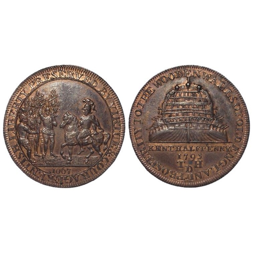 2497 - Token, 18thC: Kent, Deptford Halfpenny 1795, D&H #14, very rare, EF with lustre.