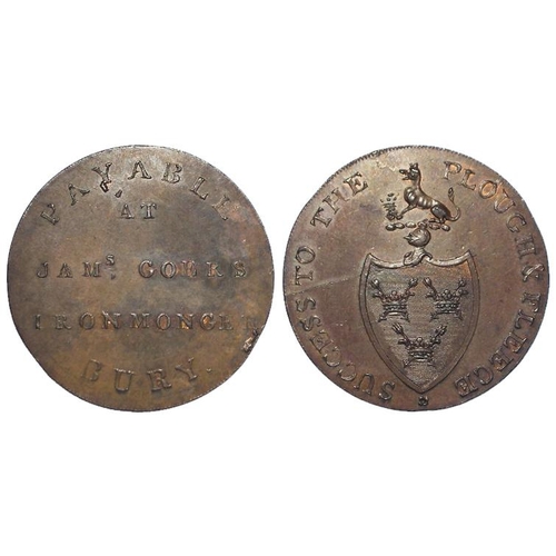 2503 - Token, 18thC: Suffolk, Bury St Edmunds, James Goers Ironmonger Halfpenny, D&H Suffolk #27, proof-lik... 