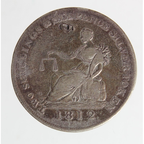 2514 - Token, 19thC: Yorkshire, Sheffield, Younge & Deakin silver Halfcrown 1812, D.38, GF with an attempte... 