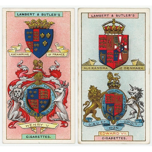 618 - Lambert & Butler, complete set Arms of Kings & Queens of England in pages, mainly VG, cat value £240