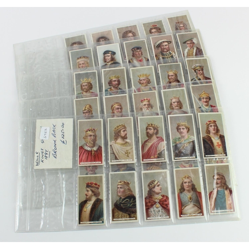 638 - Wills, complete set Kings & Queens (short card brown back) in pages mainly VG, cat value £500