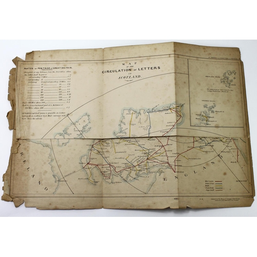 647 - Map of the Circulation of Letters in Scotland dated 1838, by S. Arrowsmith, 495mm x 635mm, folded. S... 