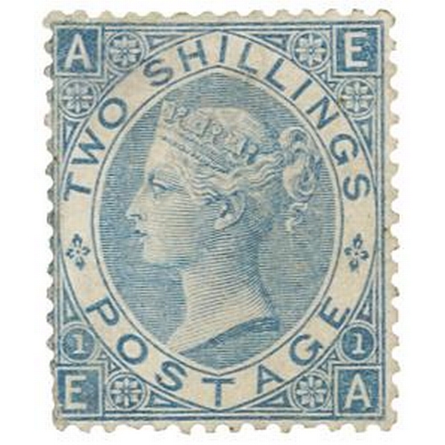 65 - GB - QV 1861 2s blue, SG120 mint - part gum - original, slight perf trim bottom left, cat £5000