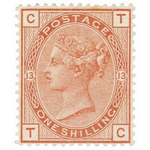 68 - GB - QV 1881 1s orange brown, SG163 mm, original gum, Plate 13. Good colour and centring, cat £875