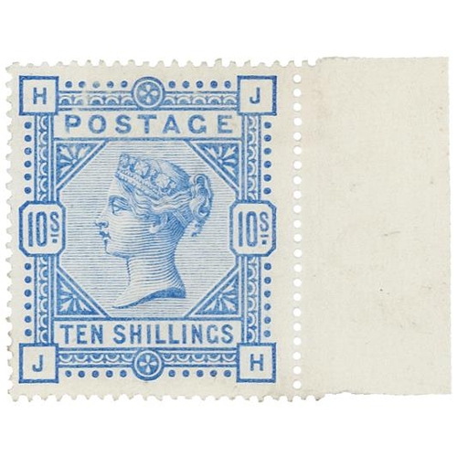 69 - GB - QV 1883/4 10/- pale ultramarine, SG183a, white paper, mm, fresh looking wing margin example, ca... 