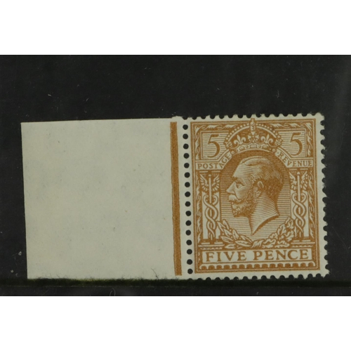 82 - GB - SG.425Wi, 1924 5d KGV stamp, inverted watermark variety, with sheet margin to left of stamp whi... 