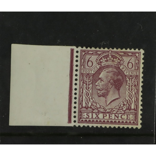 83 - GB - SG.426Wi, 1924 6d KGV stamp, inverted watermark variety, with sheet margin to left of stamp whi... 