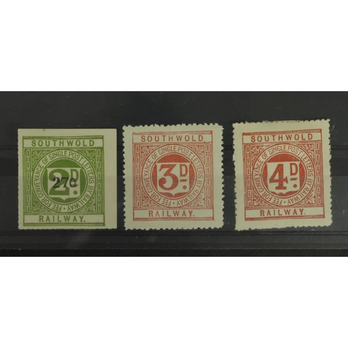 88 - GB - Southwold Railway Suffolk official railway letter stamps group, comprising 1891 2d, 1920 3d, 19... 