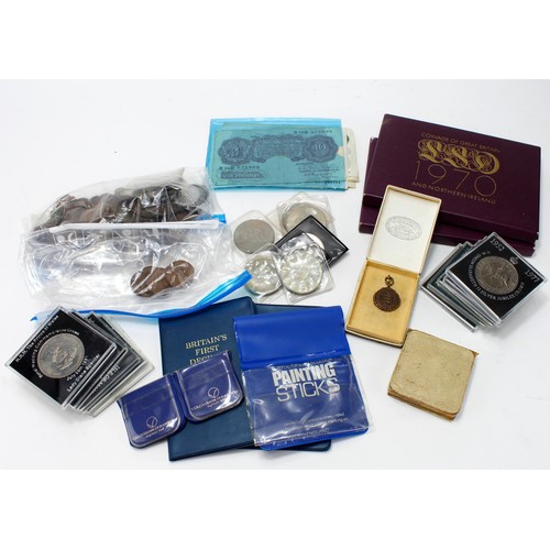 2342 - GB & World Coins, mostly GB assortment including 2x 1970 'flat pack' proof sets, crowns, a little si... 