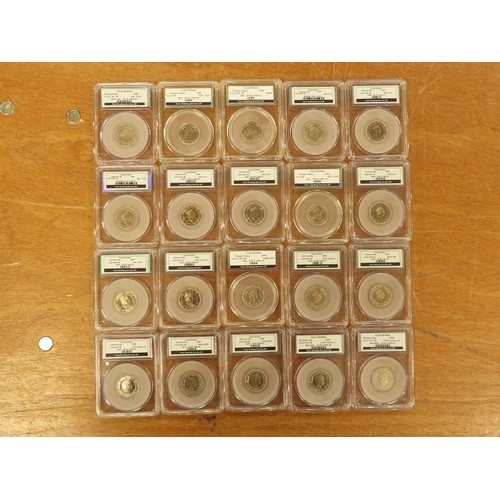 2360 - GB Decimal Coins (60) 2p's to 20p's, slabbed by CGS UK in three CGS boxes.