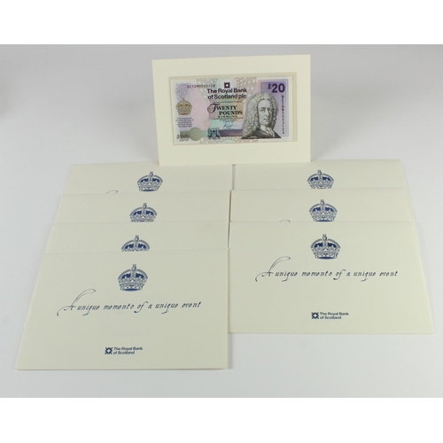 425 - Scotland, Royal Bank 20 Pounds (8) dated 4th August 2000, Commemorative 100th Birthday of Queen Eliz... 