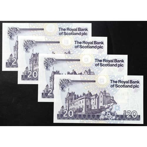 430 - Scotland, Royal Bank of Scotland 20 Pounds (4) dated 30th November 2010, a consecutively numbered ru... 